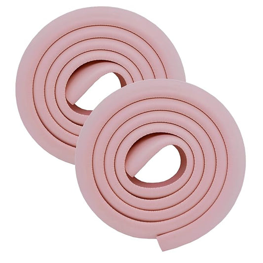 M2cbridge L Shape Extra Thick Furniture Table Edge Protectors Foam Baby Safety Bumper Guard 6.5 Ft (Pink(6.5ft x 2))