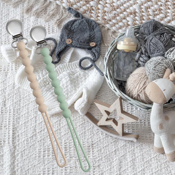 Pacifier Clips for Boys - MORIBOX Paci Clip Soothe Baby Binky Holder for Shower Birthday Gift 2 Pack