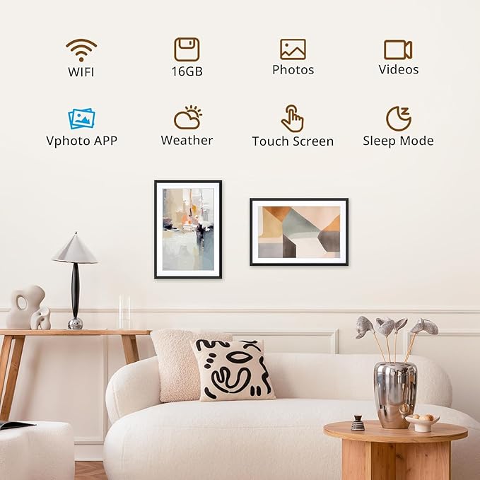 Dragon Touch 10.1'' WIFI Digital Picture Frame - 1280*800 HD IPS Touch Screen Digital Photo Frame Display, Auto-Rotate, Share Photos/Videos Instantly via Free App Best Gifts for Birthday, Wedding, Mom