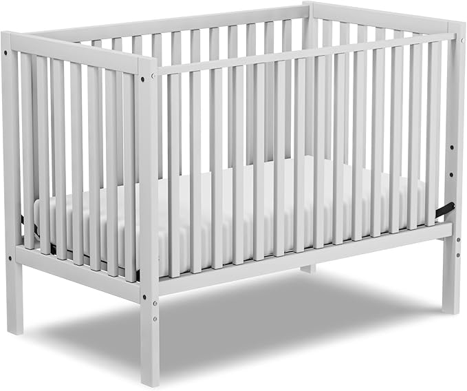 Baby Crib 5-in-1 Convertible, Wood Full Size Toddler Bed for Small Baby, Made of Sustainable Natural Pinewood Cribs, Non-Toxic Finish, Simplistic Nursery Furniture (White)