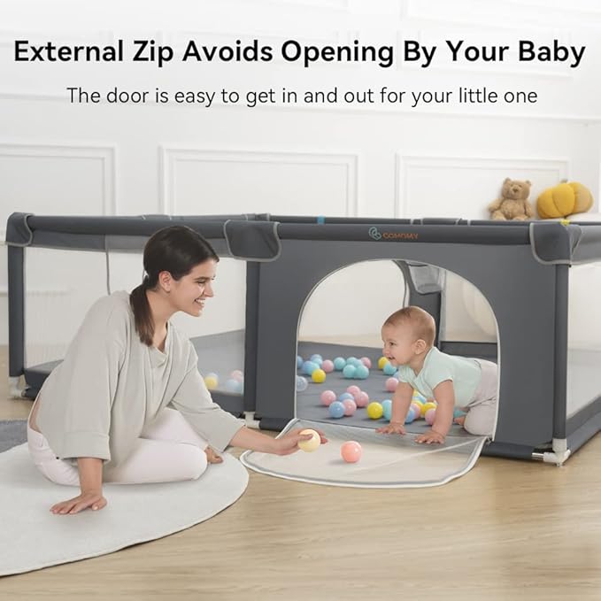 COMOMY Playpen for Babies and Toddlers, 71"x59" Extra Large Baby Playard, Safe Non-Slip Fence, Full Mesh Design, Indoor & Outdoor Kids Activity Center, Dark Grey