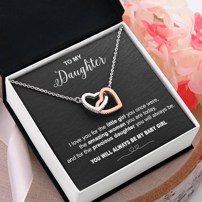 To My Daughter Gift Necklace From Dad or Mom - Badass Daughter Jewelry With Heartfelt Message & Elegant Box