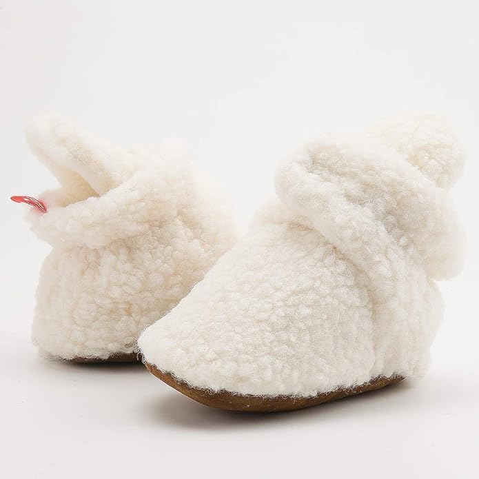 Sawimlgy Newborn Infant Baby Girl Boy Cotton Booties Stay On Sock Slippers Soft Bedroom Shoes Non-Skid Ankle Boots With Grippers Toddler Crib Warm Shoe First Walker Birthday Shower