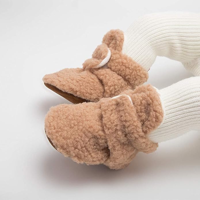 Sawimlgy Newborn Infant Baby Girl Boy Cotton Booties Stay On Sock Slippers Soft Bedroom Shoes Non-Skid Ankle Boots With Grippers Toddler Crib Warm Shoe First Walker Birthday Shower