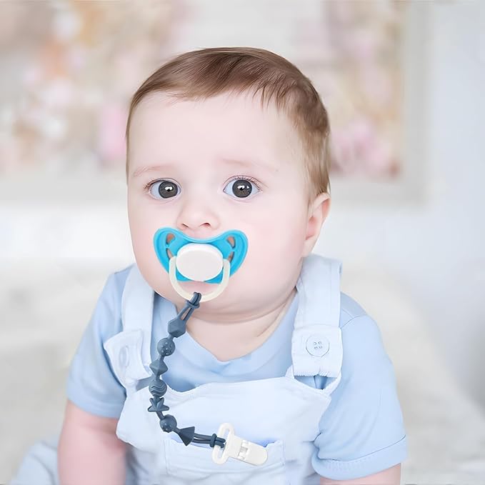 PandaEar 8 Pack Baby Toy Straps & Silicone Pacifier Clips, Dinosaur Silicone Pacifier Teether Harness Straps and Pacifier Holder Clips with One Piece Design for Baby Boys & Girls
