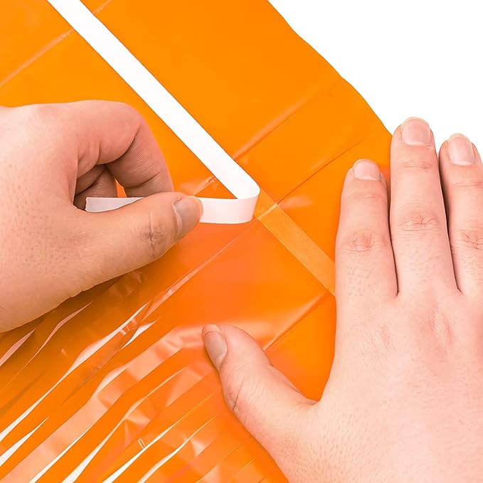 Foil Fringe Curtains Halloweens Decorations - Orange Tinsel Photo Backdrop Party Streamers for St Patricks Day, Easter, Birthdays, Fall, Pumpkin Theme, Thanksgiving, Basketball Party Decorations