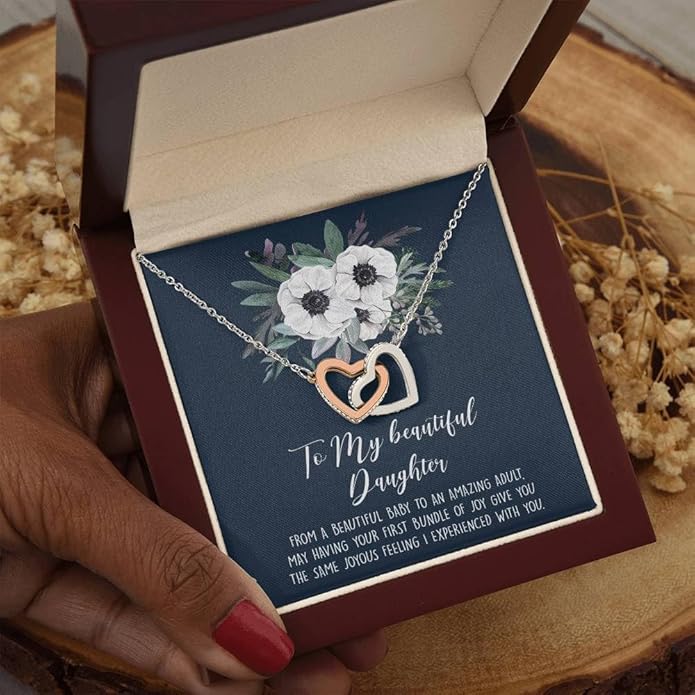 To My Daughter Gift Necklace From Dad or Mom - Badass Daughter Jewelry With Heartfelt Message & Elegant Box