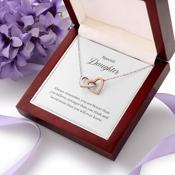 To My Daughter Gift Necklace From Dad or Mom - Badass Daughter Jewelry With Heartfelt Message & Elegant Box