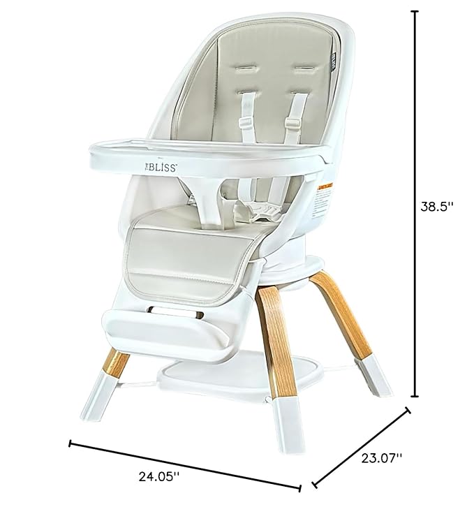 Turn-A-Tot High Chair for Babies and Toddlers, 2 in 1 Wooden Portable Baby Feeder or Adjustable Child's Seat with 360 Degree Swivel, Removable Tray, and Pad (Grey Taupe)