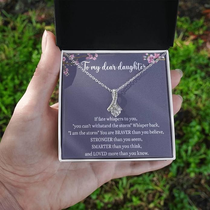 To My Daughter Gift Necklace From Dad or Mom - Badass Daughter Jewelry With Heartfelt Message & Elegant Box