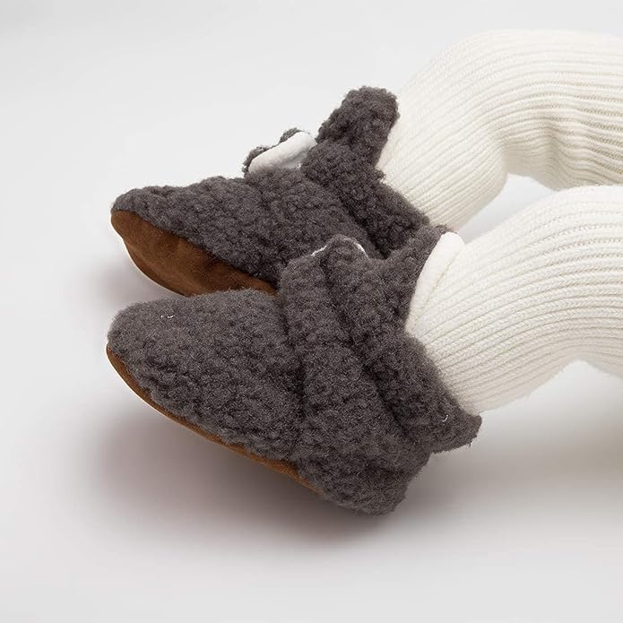 Sawimlgy Newborn Infant Baby Girl Boy Cotton Booties Stay On Sock Slippers Soft Bedroom Shoes Non-Skid Ankle Boots With Grippers Toddler Crib Warm Shoe First Walker Birthday Shower