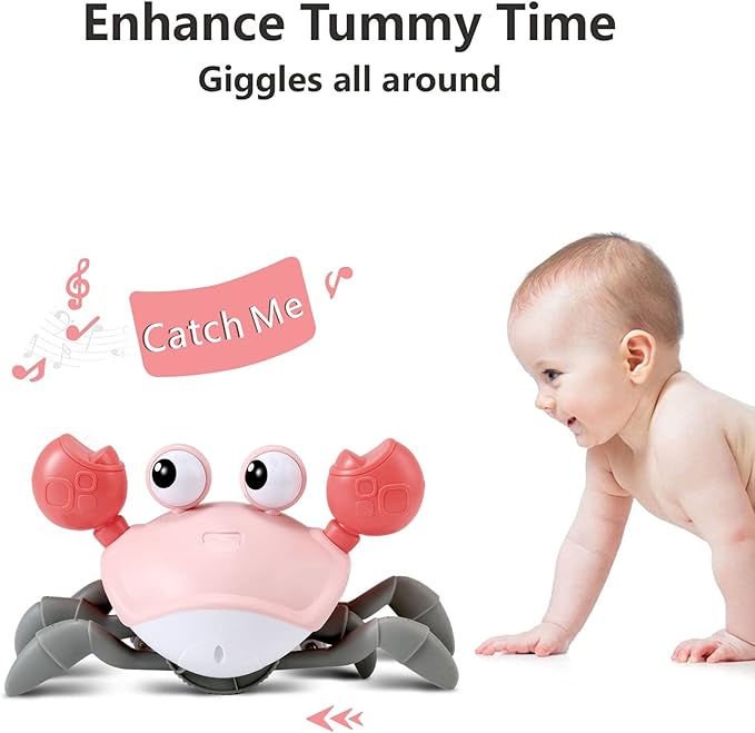 control future Baby Girl Toys Tummy Time: Pink Crawling Crab Babies Montessori Toy Learning 36 Months 3 Year Old Birthday Infant Girls Valentines Gifts Stuff 0 1 2 Essentials