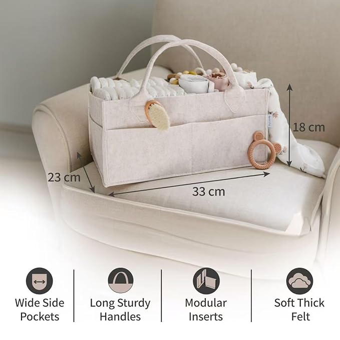 PUTSKA Baby Diaper Caddy Organizer - Nursery Storage Basket for Diaper Station, Baby Basket Shower List and Registry Gift Must-Haves, Newborn Essentials, Nursery Decor for Boy or Girl - Mocha,Regular