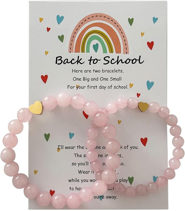 Back to School Bracelets Matching Heart Mommy and Me Wish Strings Bracelet Set First Day of School Gifts