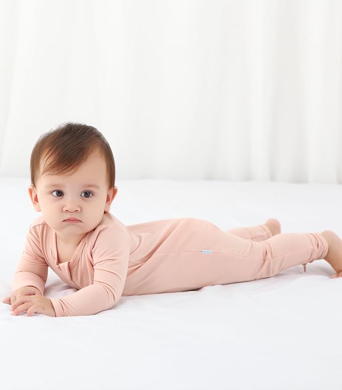 Baby Boys Girls Romper-Viscose Made from Bamboo, Long Sleeve Jumpsuits Soft Footless Rompers, Unisex