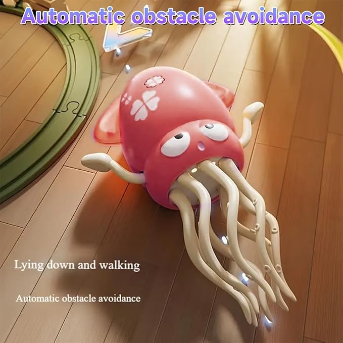Magic Dancing Octopus Toy - Smart Obstacle-Dodging Robot with LED Light Show & Music, USB Rechargeable Tummy Time Squid Toy for Babies | Electric Crawling Octopus | Interactive Gift for Kids 3+