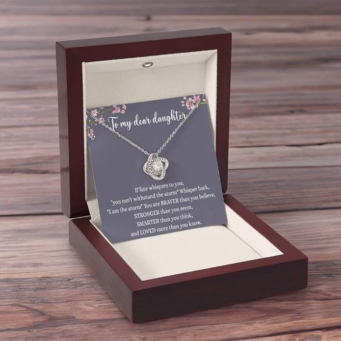 To My Daughter Gift Necklace From Dad or Mom - Badass Daughter Jewelry With Heartfelt Message & Elegant Box