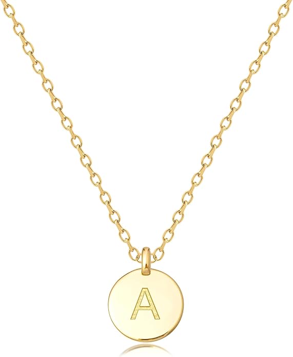 Unique Personalized Gifts for Her, Initial Necklaces for Women, Letter Double Side Engraved Disc/Heart Pendant Necklace, Minimalism Style Jewelry for Everyday Wear