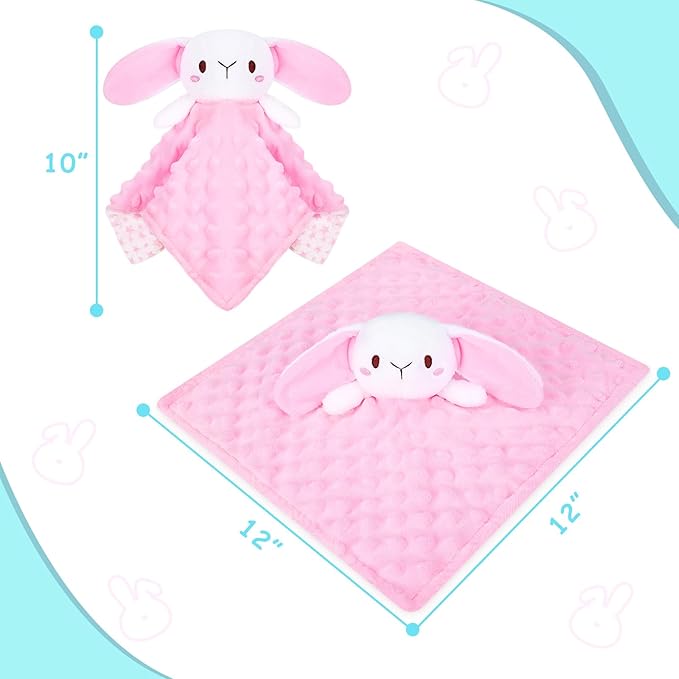 Loveys for Babies,Soft Baby Security Blanket for Newborn Infant Toddler Snuggle Toy Stuffed Animal,Lovey Bunny Security Blankets Baby Girl Gifts(Pink Bunny,12in)