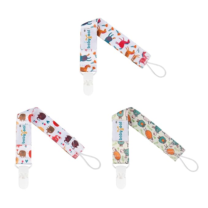 Babygoal Rabbit Pacifier Clips, 6 Pack Binky Paci Holder and Leash for Boys and Girls Fits for Most Pacifier, Binkie Styles & Baby Teethers & Toys and Easter Gift 6PB03