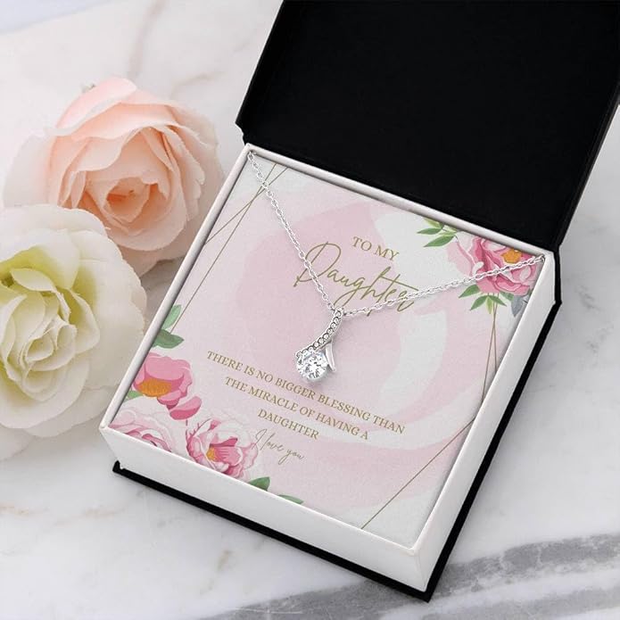 To My Daughter Gift Necklace From Dad or Mom - Badass Daughter Jewelry With Heartfelt Message & Elegant Box