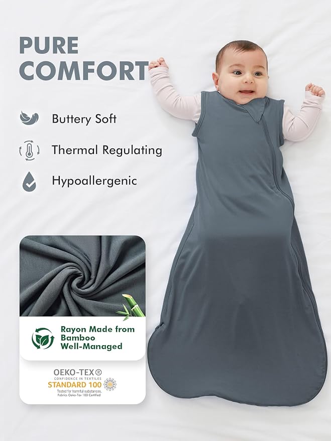 HAPIU Unisex Rayon Made from Bamboo Baby Sleep Sack TOG 0.5, 2-Way Zipper YKK, Wearable Blanket Toddler