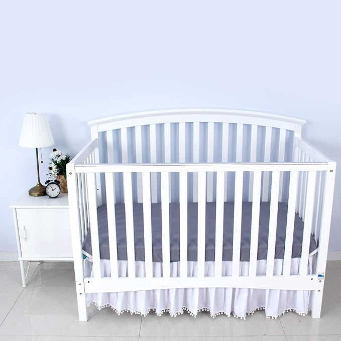 Biloban Crib Sheets Fitted, 2 Pack Crib Sheet Fits for Standard Crib Mattress, Neutral Toddler Bed Sheets for Baby Boys and Girl, Grey, 52”X 28”