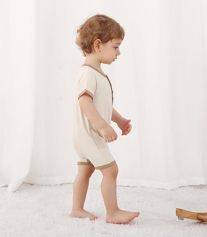 Baby Boy Romper Toddler Boys Short Sleeve Shorts Soft Jumpsuit Outfit Viscose Made from Bamboo