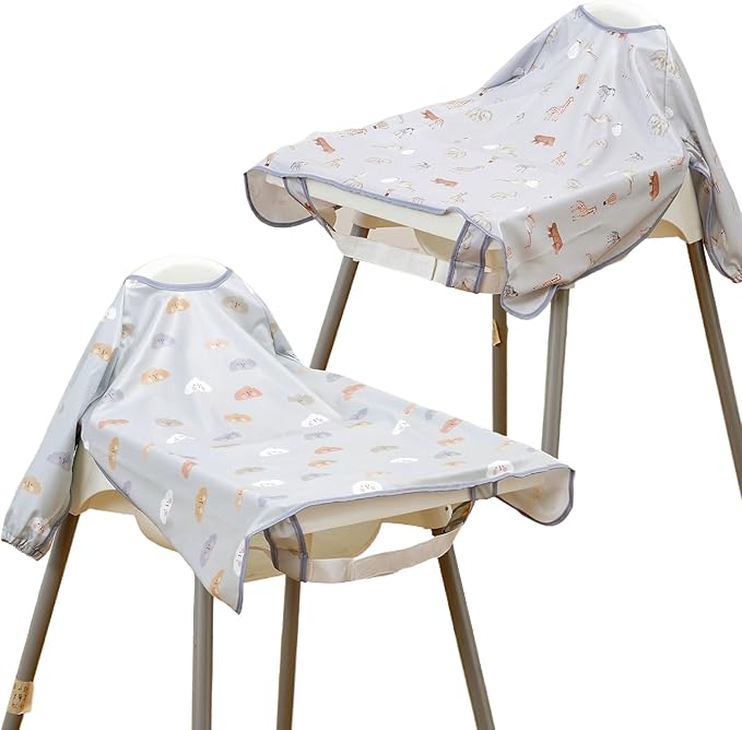 Long Sleeve Baby Bib-Mess Proof Baby Feeding Bibs with Adjustable Design for Babies during Eating or Highchair
