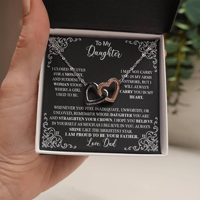 To My Daughter Gift Necklace From Dad or Mom - Badass Daughter Jewelry With Heartfelt Message & Elegant Box