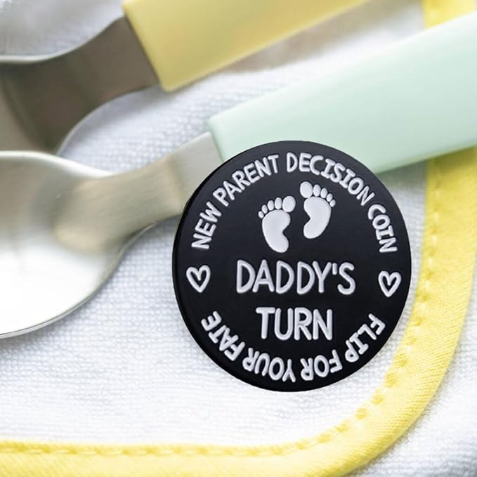 Fathers Day New Baby Gifts for Parents,Double-Sided Decision Coin Gift for New Mom & Dad,Funny Baby Shower Gifts for Couple,Gifts for Pregnant Women as Thanksgiving Christmas Gift,A-Silver & B-Black