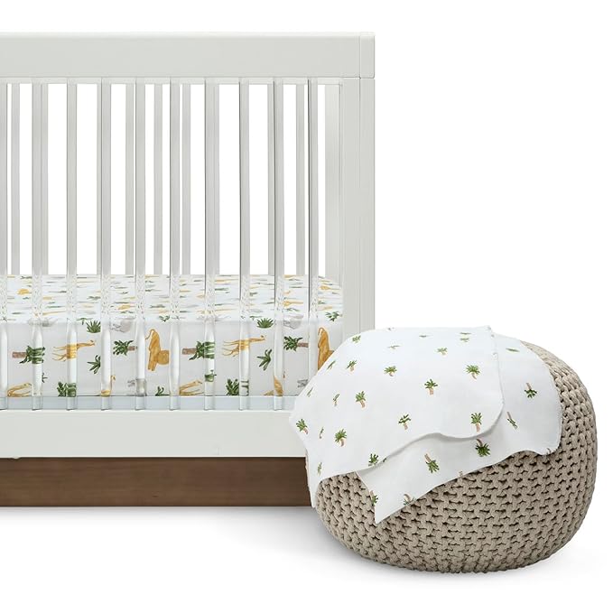 Delta Children 100% Cotton Flannel Baby Receiving Blankets for Girls and Boys – 30x30 Inches (Pack of 4), Safari Friends