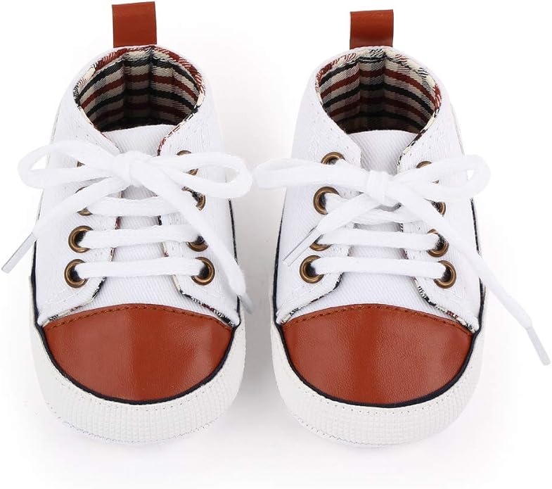 Unisex Baby Boys Girls Shoes, Newborn Infant Non-Slip Canvas Denim High Top Sneakers, Toddler First Walkers Shoes