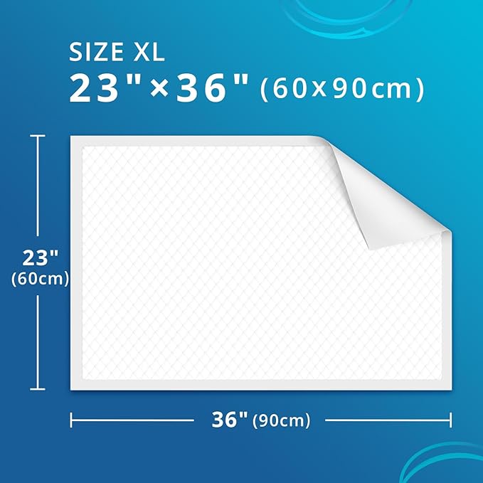 WhyWorry Extra Large Disposable Bed Pads 23" x 36", Super Absorbent Leakproof Incontinence Underpads for Surface Protection, Quilted Chucks Pee Pads for Adults and Babies, 200 Count (4 Packs of 50)