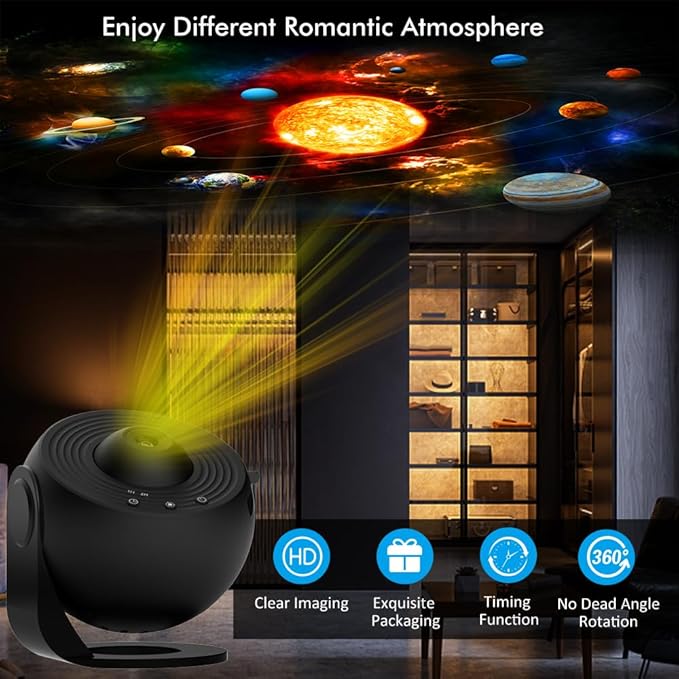 Galaxy Projector for Bedroom,HD Image Star Projector Galaxy Light,13 Film Discs Planetarium Projector with Adjustable Knob, 360° Rotating and Timer for Kids, Ceiling, Gifts, Room Decoration