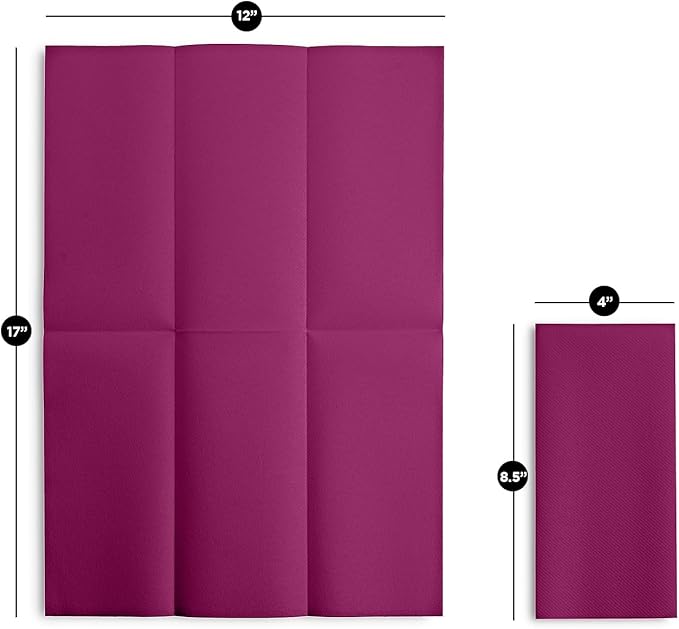 Linen-Feel Purple Paper Napkins - Decorative Cloth-Like Disposable Dinner Napkins - Soft And Absorbent. For Kitchen, Party, Wedding, Bathroom Or Any Occasion. (Pack of 100)