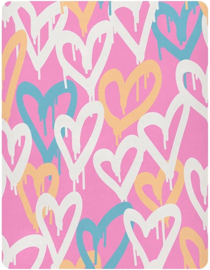 Graffiti Hearts Crib Sheets for Neutral Bassinet Play Sheets,Sheets Toddler Bed Sheets for Baby Boys Girs 39 * 27 * 5in
