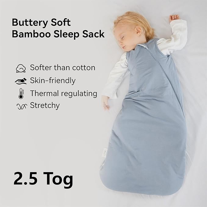 Rayon Made from Bamboo Sleep Sack 12-18 Months 2.5 Tog Winter Warm Ultra Soft Baby Wearable Blanket Toddler Sleep Sack for Babies Unisex Girl Boy 2-Way Zipper Quilted Thick Baby Sleeping Bag