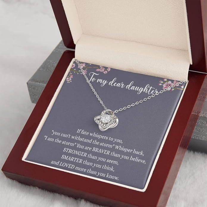 To My Daughter Gift Necklace From Dad or Mom - Badass Daughter Jewelry With Heartfelt Message & Elegant Box