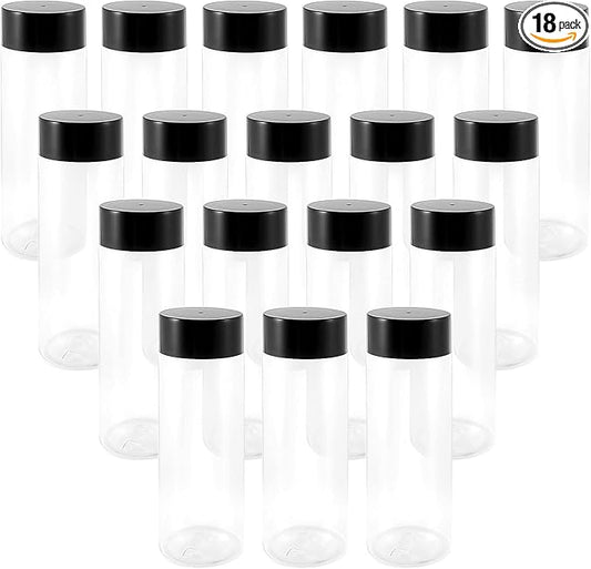 18 PCS 14 Oz Bulk Empty Sensory Bottles, Plastic Juice Bottles with Caps, Reusable Clear Drink Containers, PET Water Bottles for Juice Milk Homemade Beverages