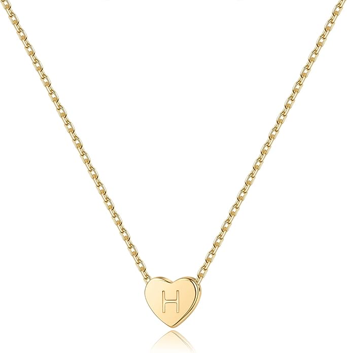 M MOOHAM Heart Initial Necklace Gifts for Girls Women - S925 Sterling Silver Tiny Letter Necklace Birthday Gift for Kids Teen Girl Jewelry