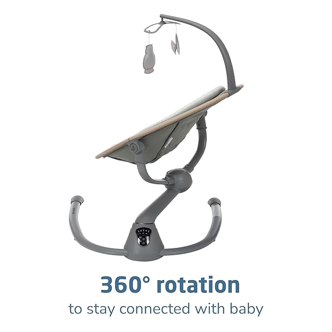 Maxi-Cosi Cassia Baby Swings for Infants: Smart Portable Baby Swing with Music, Lightweight & Foldable Baby Swing, 360 Rotation Infant Swing, Classic Green