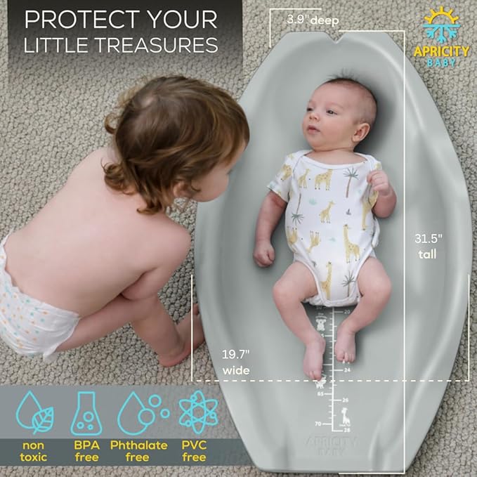 Apricity Baby Changing Pad – Waterproof Wipe-Clean Foam Mat with Raised Sides & Built-in Growth Chart, Extra-Large 31.5″ × 19.7″ – Safe & Comfortable Changing Pad for Newborns to Toddlers (Sage)