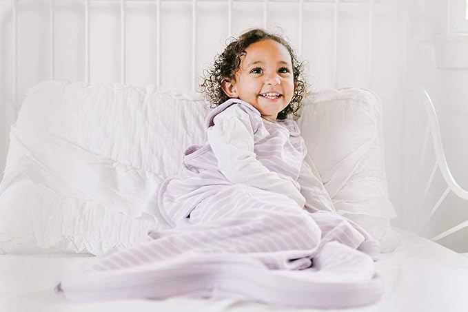 Woolino Toddler Sleeping Bag, 4 Season, Merino Wool and Organic Cotton Baby Wearable Blanket, 2-4 Years, Lilac