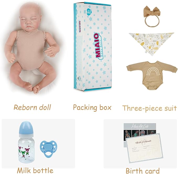 Lifelike Reborn Baby Doll,17 Inch Realistic Reborn Baby Doll,Newborn Baby Dolls Soft Full Vinyl Body Poseable Real Life Baby Dolls with Feeding Kit Gift Box for Kids Age 3+