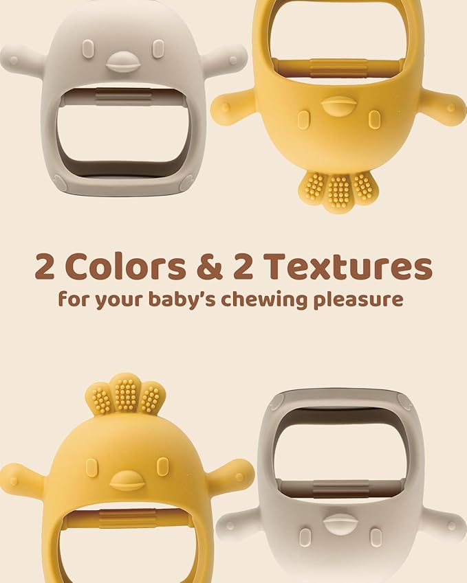 2 Packs Baby Teething Toy for 0-6 6-12 Months, Food Grade Silicone Teething Mitten, Anti Dropping Wrist Hand Teethers Baby Chew Toys for Sucking Needs, BPA Free
