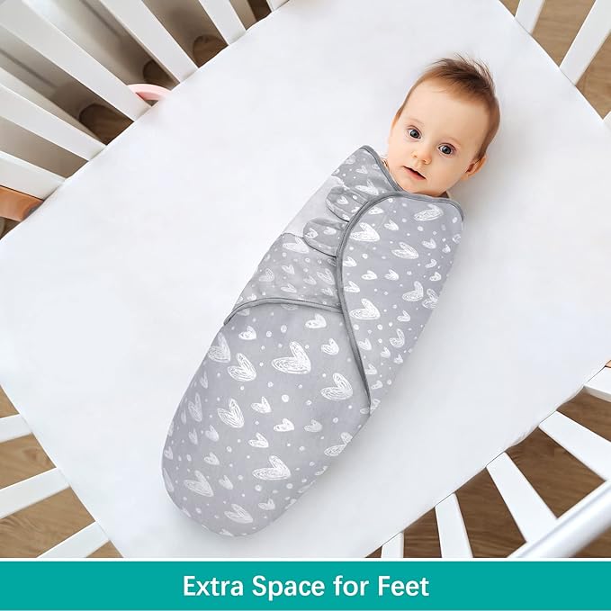 Biloban Baby Swaddle for Boys Girls, 3-6 Months, Cotton Blanket, Newborn Essentials, Lovely Grey Print, 2 Pack