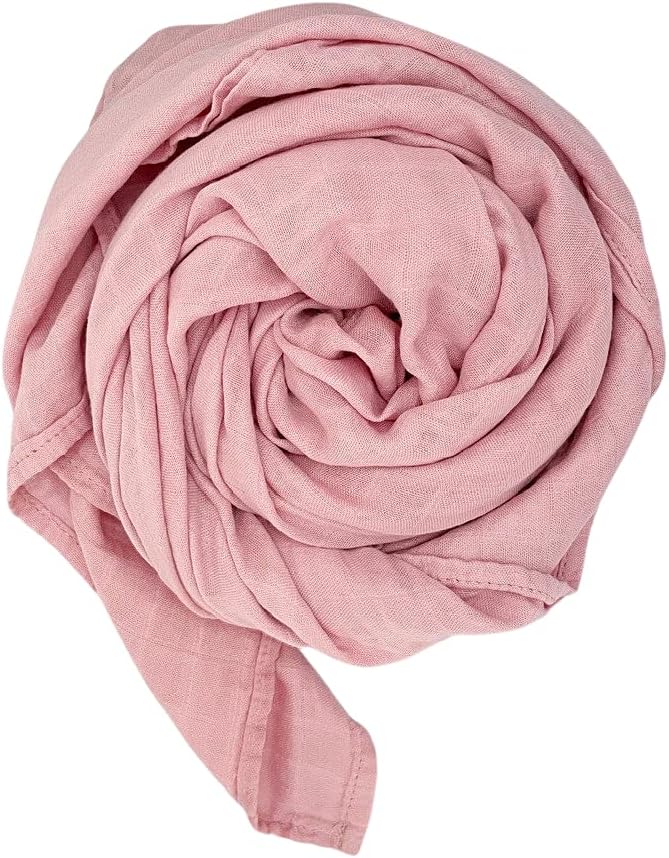 BWD Baby Swaddle Blanket – Ultra-Soft Bamboo Viscose & Organic Cotton Muslin – Lightweight, Breathable, Stretchy – Newborn Essential 47" (Dusty Rose)