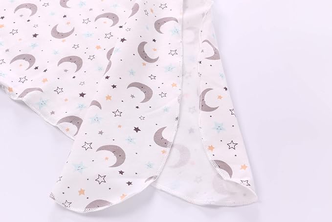 Newborn Knotted Nightgown Long Sleeve with Matching Hat Set 3 Pack, Cotton Baby Sleeper Gowns Sleeping Bags Home Outfits Set with Mitten Cuffs for Boys Girls (Balloon + Rainbow + Bear, 6-12 Months)