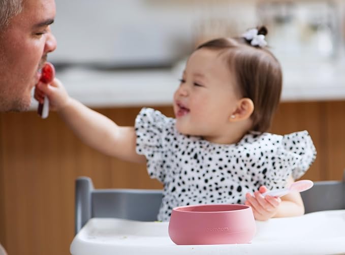 NumNum Suction Bowls for Babies & Toddlers, Extra Strong Non-Slip Suction, 100% Food-Grade Silicone, BPA-Free, Microwave & Dishwasher Safe, Baby-Led Weaning Bowls for 4+ Months & GOOtenils Mauve